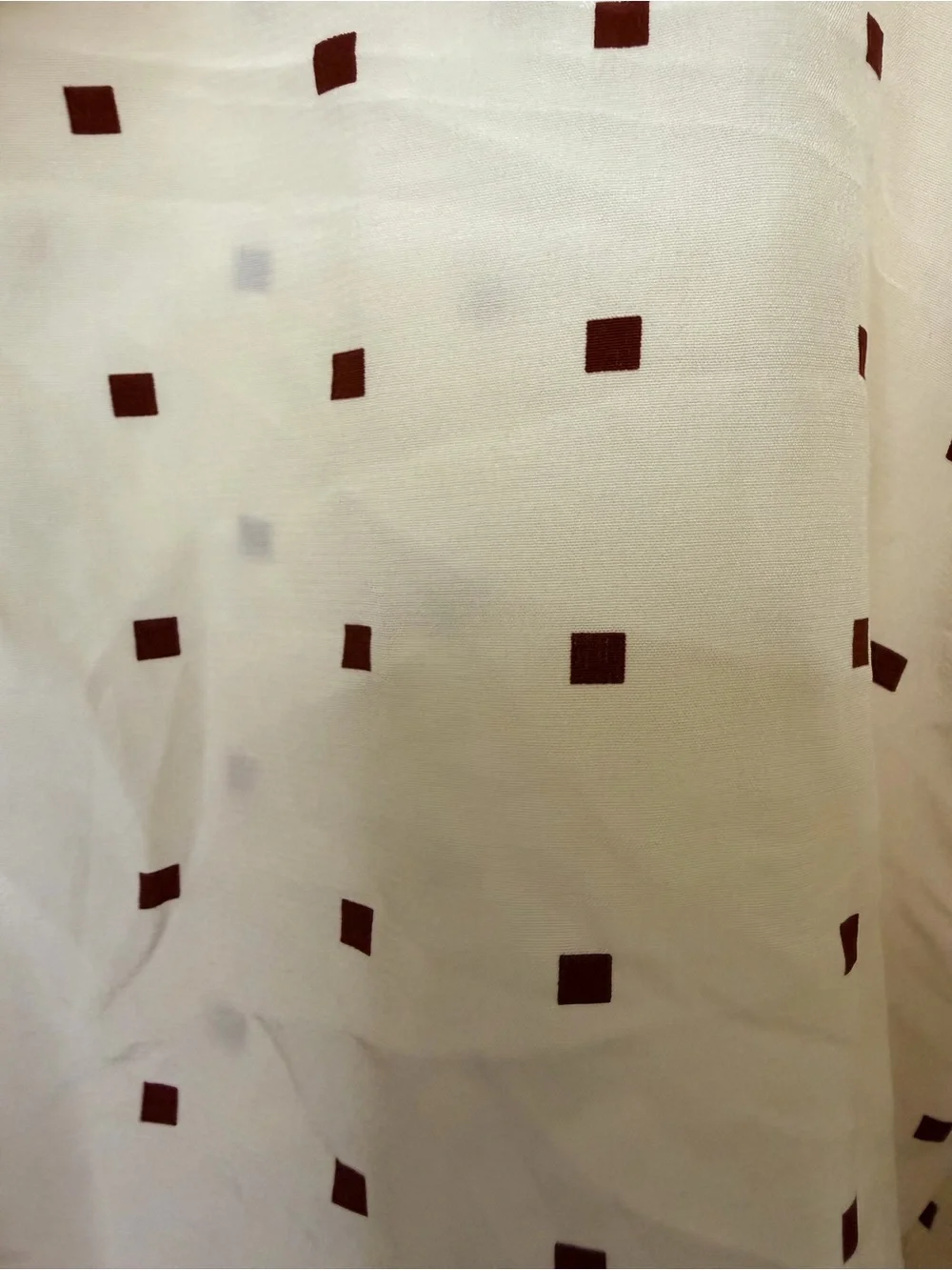 kate spade Silk Cream Tie-Neck Blouse with Burgundy Square Print